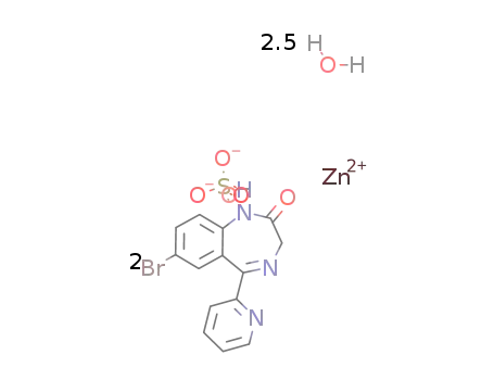 Zn(7-bromo-1,3-dihydro-5-(2-pyridyl)-2H-1,4-benzodiazepine-2-one)2(SO4)*2.5H2O