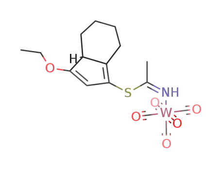 (3aR*)-pentacarbonyl[thioacetimidic acid (3-ethoxy-4,5,6,7,-tetrahydro-3aH-inden-1-yl) ester-N]tungsten