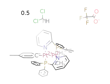 ht-[(p-tolyl)Pt(μ-2-diphenylphosphinopyridine)2PtMe2](trifluoroacetate)*0.5(methylene chloride)