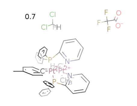 hh-[(p-tolyl)Pt(μ-2-diphenylphosphinopyridine)2PtMe2](trifluoroacetate)*0.7(methylene chloride)