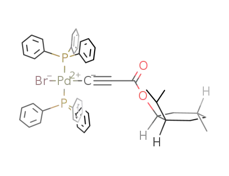 trans-bromo(bis(triphenylphosphine))(3-(-)-menthyloxy-3-oxy-1-propinyl)palladium(II)