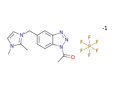 3-((1-acetyl-1H-benzo[d][1,2,3]triazol-5-yl)methyl)-1,2-dimethyl-1H-pyrazol-2-ium hexauorophosphate