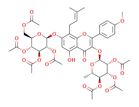 3-O-(2′′′′,3′′′′,4′′′′-tri-O-acetyl-α-L-rhamnopyranosyl)-7-O-(2′′′,3′′′,4′′′,6′′′-tetra-O-acetyl-β-D-glucopyranosyl)icaritin