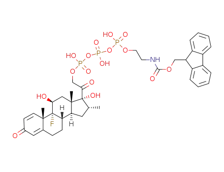 (9H-fluoren-9-yl)methyl (2-(((((((2-((8S,9R,10S,11S,13S,14S,16R,17R)-9-fluoro-11,17-dihydroxy-10,13,16-trimethyl-3-oxo-6,7,8,9,10,11,12,13,14,15,16,17-dodecahydro-3H-cyclopenta[a]phenanthren-17-yl)-2-oxoethoxy)(hydroxy)phosphoryl)oxy)(hydroxy)phosphoryl)oxy)(hydroxy)phosphoryl)oxy)ethyl)carbamate