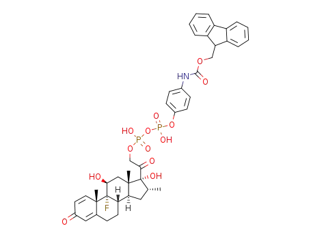 (9H-fluoren-9-yl)methyl (4-(((((2-((8S,9R,10S,11S, 13S,14S,16R,17R)-9-fluoro-11,17-dihydroxy-10,13,16-trimethyl-3-oxo-6,7,8,9,10,11,12,13,14,15,16,17-dodecahydro-3H-cyclopenta[a]phenanthren-17-yl)-2-oxoethoxy)(hydroxy)phosphoryl)oxy)(hydroxy)phosphoryl)oxy)phenyl)carbamate