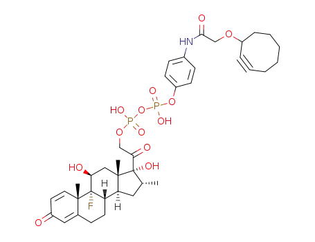 4-(2-(cyclooct-2-yn-1-yloxy)acetamido)phenyl (2-((8S,9R,10S,11S,13S,14S,16R,17R)-9-fluoro-11,17-dihydroxy-10,13,16-trimethyl-3-oxo-6,7,8,9,10,11,12,13,14,15,16,17-dodecahydro-3H-cyclopenta[a]phenanthren-17-yl)-2-oxoethyl) dihydrogen pyrophosphate