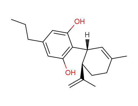 Molecular Structure of 24274-48-4 (1,3-Benzenediol,2-[(1R,6R)-3-methyl-6-(1-methylethenyl)-2-cyclohexen-1-yl]-5-propyl-)