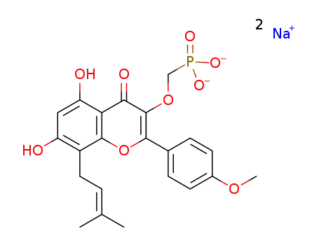(((5,7-dihydroxy-2-(4-methoxyphenyl)-8-(3-methylbut-2-ene-1-yl)-4-oxo-4H-chromen-3-yl)oxy)methyl)phosphonate disodium