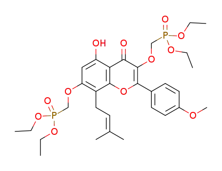 6(((5-hydroxy-2-(4-methoxyphenyl)-8-(3-methylbut-2-ene-1-yl)-4-oxo-4Η-chromene-3,7-diyl)bis(oxy))bis(methyl))bis(phosphonic acid diethyl ester)