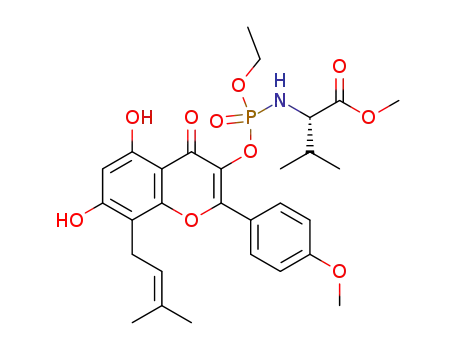 (2S)-2-((((5,7-dihydroxy-2-(4-methoxyphenyl)-8-(3-methylbut-2-en1-yl)-4-oxo-4H-chromen-3-yl)oxy)(ethoxy)phosphoryl)amino)-3-methylbutanoate