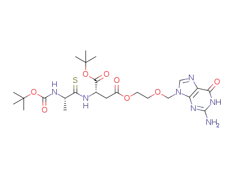 (S)-2-((S)-2-tert-butoxycarbonylaminothiopropionylamino)succinic acid 4-[2-(2-amino-6-oxo-1,6-dihydropurin-9-ylmethoxy)ethyl] ester 1-tert-butyl ester