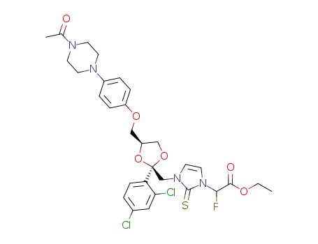 2-(3-(((2R,4S)-4-((4-(4-acetylpiperazin-1-yl)phenoxy)methyl)-2-(2,4-dichlorophenyl)-1,3-dioxolan-2-yl)methyl)-2-thioxo-2,3-dihydro-1H-imidazol-1-yl)-2-fluoroacetic acid ethyl ester