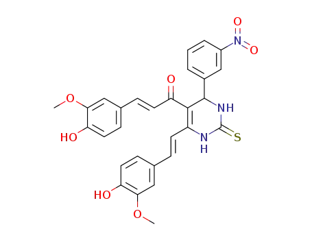 5-(4-hydroxy-3-methoxyphenylethylene carbonyl)-6-(4-hydroxy,3-methoxyphenylethylene)-4-(3-nitrophenyl)-3,4-dihydropyrimidin-2(1H)-thione