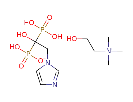 2-hydroxy-N,N,N-trimethylethan-1-aminium hydrogen (1-hydroxy-2-(1H-imidazol-1-yl)-1-phosphonoethyl)phosphonate