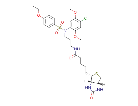 N-(3-((N-(4-chloro-2,5-dimethoxyphenyl)-4-ethoxyphenyl)sulfonamido)propyl)-5-((3aS,4S,6aR)-2-oxohexahydro-1H-thieno[3,4-d]imidazol-4-yl)pentanamide