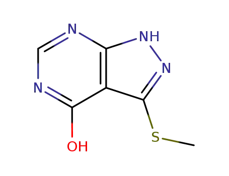Molecular Structure of 90914-36-6 (4H-Pyrazolo[3,4-d]pyrimidin-4-one, 1,5-dihydro-3-(methylthio)-)