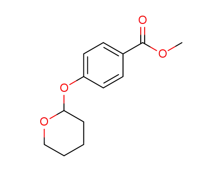 Molecular Structure of 106342-09-0 (Benzoic acid, 4-[(tetrahydro-2H-pyran-2-yl)oxy]-, methyl ester)