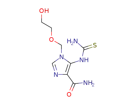 Molecular Structure of 131490-71-6 (1H-Imidazole-4-carboxamide,
5-[(aminothioxomethyl)amino]-1-[(2-hydroxyethoxy)methyl]-)