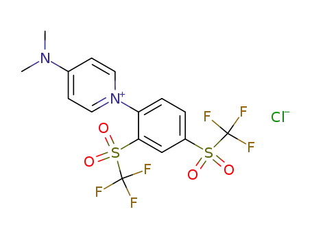 Molecular Structure of 111055-13-1 (Pyridinium,
1-[2,4-bis[(trifluoromethyl)sulfonyl]phenyl]-4-(dimethylamino)-, chloride)