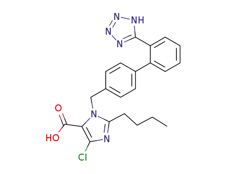 Molecular Structure of 124750-92-1 (2-BUTYL-4-CHLORO-1-[(2'-(1-H-TETRAZOL-5-YL)[1,1'-BIPHENYL]-4-YL)METHYL]-1-H-IMIDAZOLE-5-CARBOXYLIC ACID)