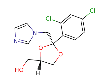 Molecular Structure of 170210-42-1 (1,3-Dioxolane-4-methanol,
2-(2,4-dichlorophenyl)-2-(1H-imidazol-1-ylmethyl)-, (2R,4S)-)
