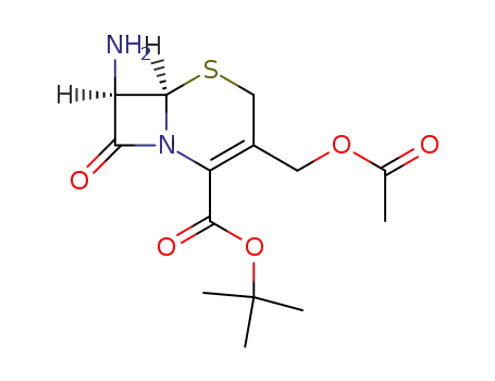 Molecular Structure of 6187-87-7 (5-Thia-1-azabicyclo[4.2.0]oct-2-ene-2-carboxylic acid,
3-[(acetyloxy)methyl]-7-amino-8-oxo-, 1,1-dimethylethyl ester, (6R,7R)-)