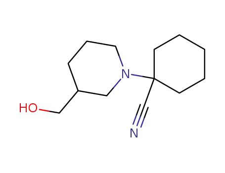 Molecular Structure of 131774-16-8 (Cyclohexanecarbonitrile, 1-[3-(hydroxymethyl)-1-piperidinyl]-)