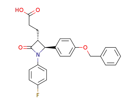 Molecular Structure of 204589-82-2 ((3R,4S)-1-(4-Fluorophenyl)-2-oxo-4-[4-(benzyloxy)phenyl]-3-azetidinepropanoic acid)