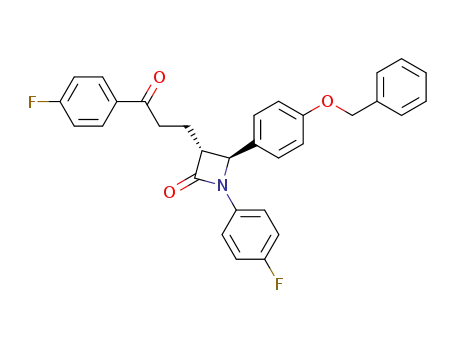 Molecular Structure of 190595-65-4 ((3R,4S)-4-[4-(Benzyloxy)phenyl]-1-(4-fluorophenyl)-3-[3-(4-fluorophenyl)-3-oxopropyl]azetidin-2-one)