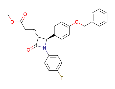 Molecular Structure of 204589-80-0 (Methyl (3R,4S)-1-(4-fluorophenyl)-2-oxo-4-[4-(phenylmethoxy)phenyl]-3-azetidinepropanoate)