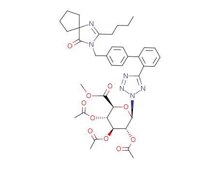 (2S,3S,4S,5R,6R)-3,4,5-Triacetoxy-6-{5-[4'-(2-butyl-4-oxo-1,3-diaza-spiro[4.4]non-1-en-3-ylmethyl)-biphenyl-2-yl]-tetrazol-2-yl}-tetrahydro-pyran-2-carboxylic acid methyl ester