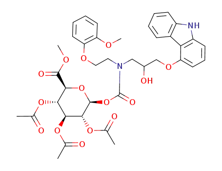 (2S,3S,4S,5R,6S)-3,4,5-Triacetoxy-6-{[3-(9H-carbazol-4-yloxy)-2-hydroxy-propyl]-[2-(2-methoxy-phenoxy)-ethyl]-carbamoyloxy}-tetrahydro-pyran-2-carboxylic acid methyl ester