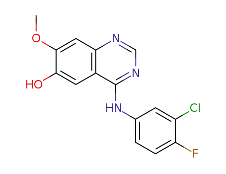 Molecular Structure of 184475-71-6 (4-(3-Chloro-4-fluorophenylamino)-7-methoxyquinazolin-6-ol)