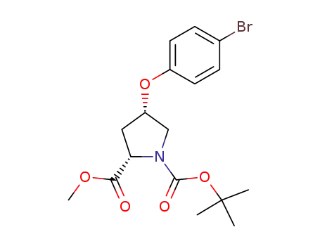 Molecular Structure of 433289-68-0 (1,2-Pyrrolidinedicarboxylic acid, 4-(4-bromophenoxy)-,
1-(1,1-dimethylethyl) 2-methyl ester, (2S,4S)-)