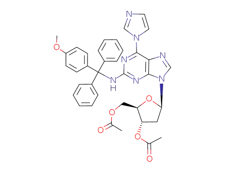 Acetic acid (2R,3S,5R)-2-acetoxymethyl-5-(6-imidazol-1-yl-2-{[(4-methoxy-phenyl)-diphenyl-methyl]-amino}-purin-9-yl)-tetrahydro-furan-3-yl ester
