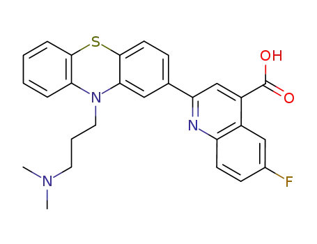Molecular Structure of 64290-12-6 (4-Quinolinecarboxylic acid,
2-[10-[3-(dimethylamino)propyl]-10H-phenothiazin-2-yl]-6-fluoro-)