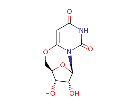 Molecular Structure of 15425-10-2 ((3R)-3,4,5,6-Tetrahydro-4β,5β-dihydroxy-3β,6β-epoxy-2H,8H-pyrimido[6,1-b][1,3]oxazocine-8,10(9H)-dione)