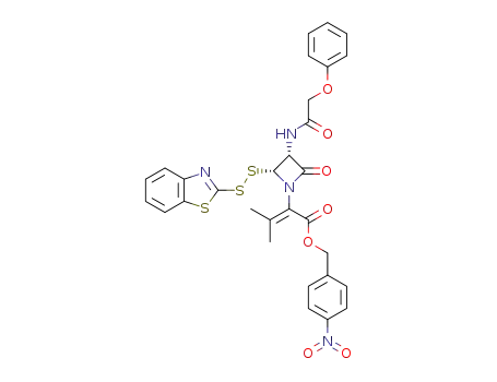 p-nitrobenzyl (2R,3R)-2-(benzothiazol-2'-yldithio)-α-isopropylidene-4-oxo-3-phenoxyacetylaminoazetidine-1-acetate