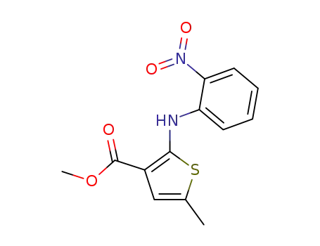 Molecular Structure of 72242-31-0 (3-THIOPHENECARBOXYLIC ACID-5-METHYL-2-{2-(NITROPHENYL)AMINO}METHYL ESTER)