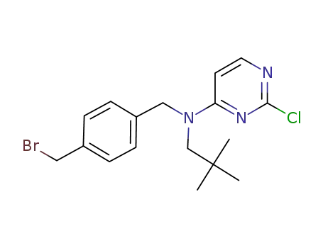 Molecular Structure of 669004-75-5 (4-Pyrimidinamine,
N-[[4-(bromomethyl)phenyl]methyl]-2-chloro-N-(2,2-dimethylpropyl)-)