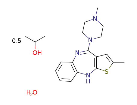 2-methyl-4-(4-methylpiperazin-1-yl)-10H-thieno[2,3-b][1,5]benzodiazepine propan-2-ol hemisolvate monohydrate