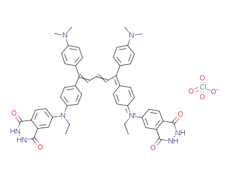 N-ethyl-N-(2,3-dihydro-1,4-phthalazinedion-6-yl)-{4-[1,5-bis(4-N,N-dimethylaminophenyl)-5-(4-N-ethyl-N-(2,3-dihydro-1,4-phthalazinedion-6-yl)aminophenyl)-2,4-pentadienylidene]-2,5-cyclohexadien-1-ylidene}ammonium perchlorate