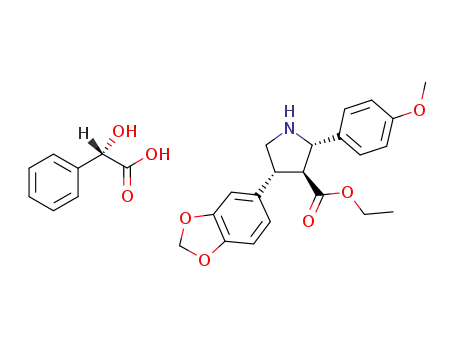 ethyl (2R,3R,4S)-(+)-2-(4-methoxyphenyl)-4-(1,3-benzodioxol-5-yl)pyrrolidine-3-carboxylate, (S)-(+) mandelate