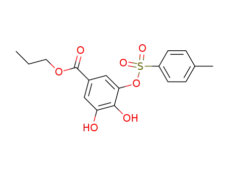 Molecular Structure of 143259-85-2 (Benzoic acid, 3,4-dihydroxy-5-[[(4-methylphenyl)sulfonyl]oxy]-, propyl
ester)