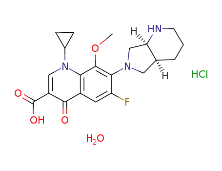1-cyclopropyl-7-([S,S]-2,8-diazabicyclo[4.3.0]non-8-yl)-6-fluoro-1,4-dihydro-8-methoxy-4-oxo-3-quinolinecarboxylic acid monohydrochloride monohydrate