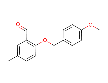 Molecular Structure of 920525-94-6 (Benzaldehyde, 2-[(4-methoxyphenyl)methoxy]-5-methyl-)