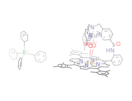[(10,15,20-tris(2,4,6-trimethylphenyl)-5-(2'-bis(5''-methyl-2''-pyridylmethyl)amino(copper(II))methyl)pyridine-5'-carboxyamidophenyl)-porphyrinato(η1:η2-peroxo)iron(III)] tetraphenylborate