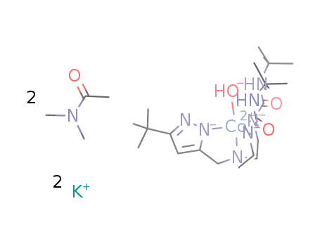 potassium 3-(bis[(N'-tert-butylureaylato)-N-ethyl]aminatomethyl)-5-tert-butyl-1H-pyrazolato(hydroxo)cobaltate(II) N,N-dimethylacetamide adduct (1/2)