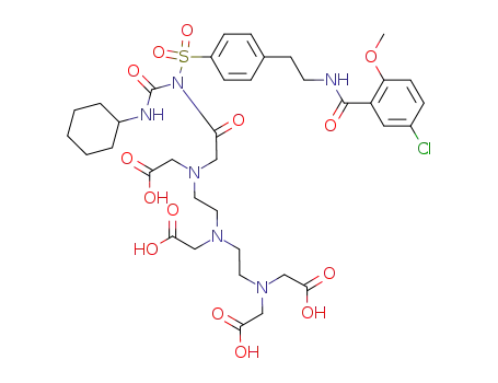 Molecular Structure of 848488-96-0 (2,5,8,11-Tetraazatridecan-13-oic acid,
5,8,11-tris(carboxymethyl)-2-[[4-[2-[(5-chloro-2-methoxybenzoyl)amino]
ethyl]phenyl]sulfonyl]-1-(cyclohexylamino)-1,3-dioxo-)