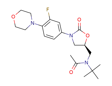 Molecular Structure of 1215006-11-3 (N-Tert-butyl-N-(((S)-3-(3-fluoro-4-morpholinophenyl)-2-oxooxazolidin-5-yl)methyl)acetamide)
